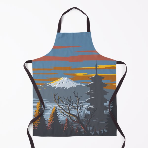Item preview, Mount Fuji and Pagoda in Winter Honshu Japan WPA Art Deco Poster designed and sold by patrimonio.