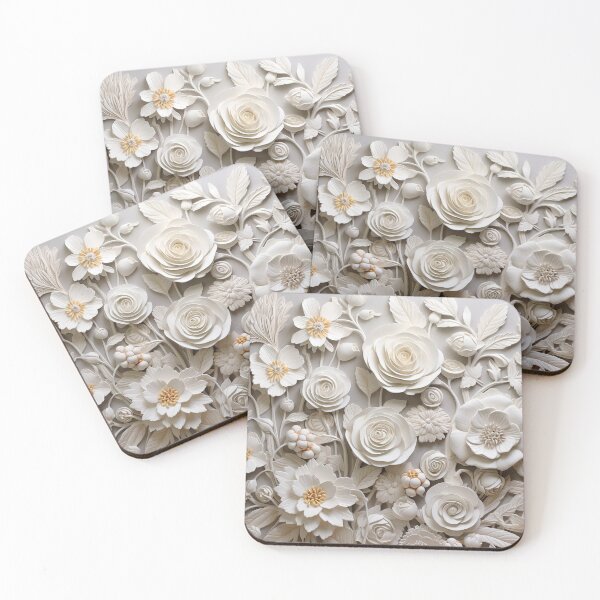 Item preview, 3d roses white ivory carved  look  designed and sold by Inktown.