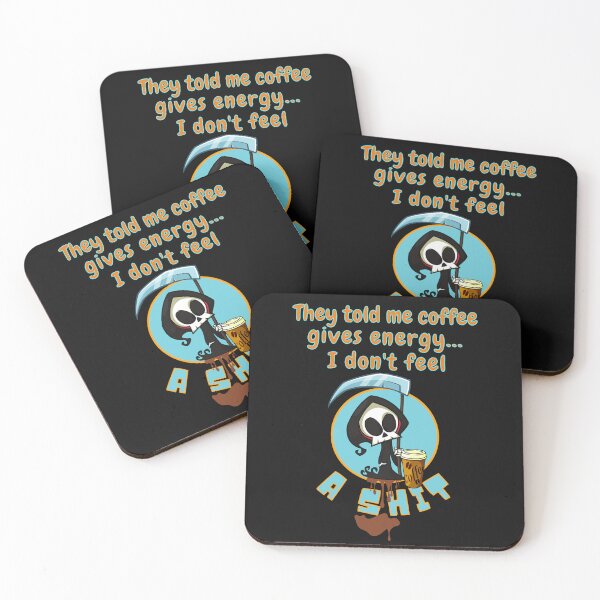 Item preview, The grim reaper trying to drink coffee designed and sold by Animal world designs.