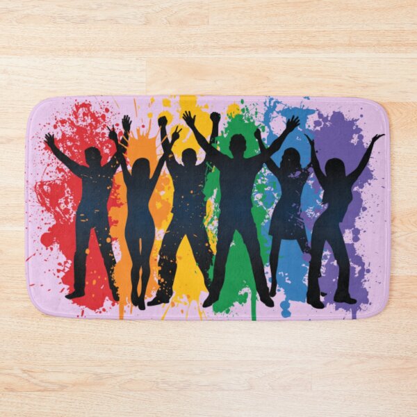 Item preview, Rainbow flag people against a background of rainbow colors symbol of LGBTQ+ gender diversity designed and sold by JaroDesign2023.