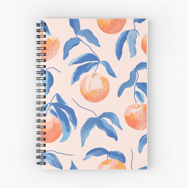 Item preview, Peachy keen -  Vibrant Textured Peach Repeat Pattern with Blue Leaves designed and sold by LucyFaulke.