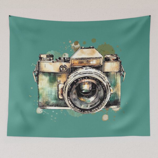 Item preview, Retro 35mm Camera Drawing with Splatters designed and sold by Retro Art Factory.