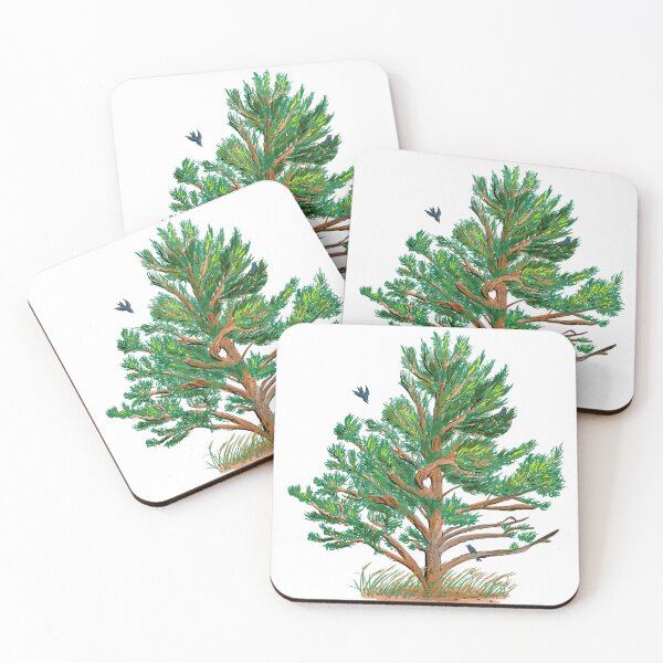 Item preview, Pine tree and bluebirds designed and sold by StetsonSketches.
