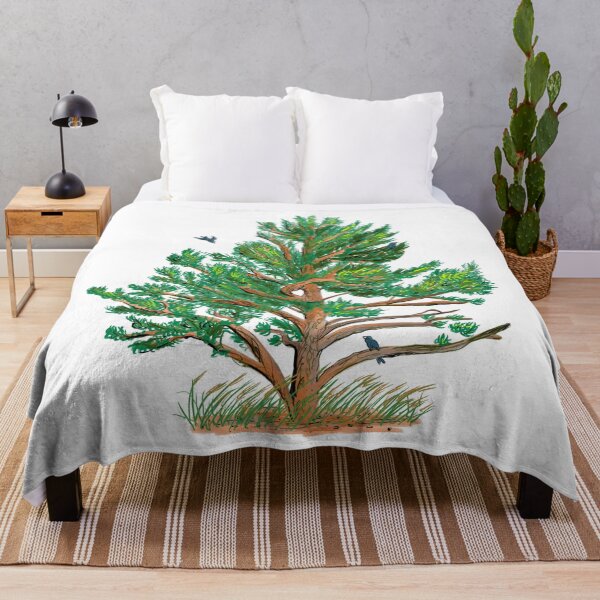 Item preview, Pine tree and bluebirds designed and sold by StetsonSketches.