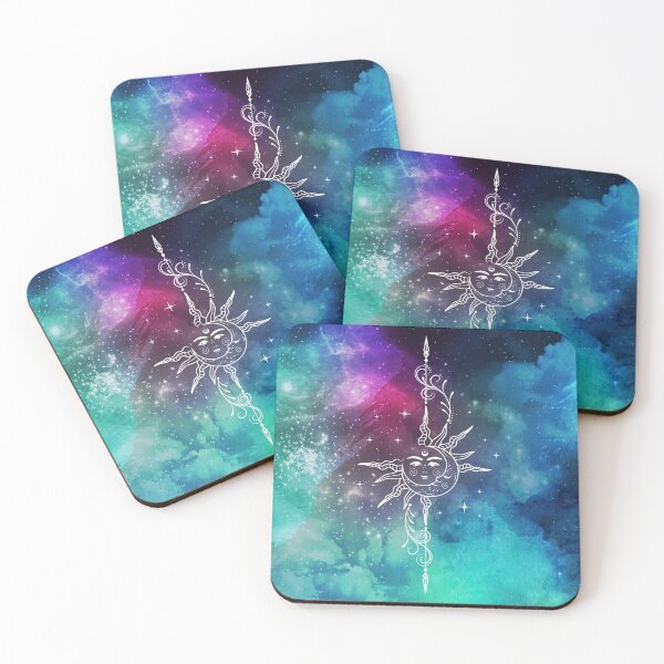Item preview, Cosmic Aesthetic Nebula Watercolor with Sun and Moon designed and sold by Trish Dish.