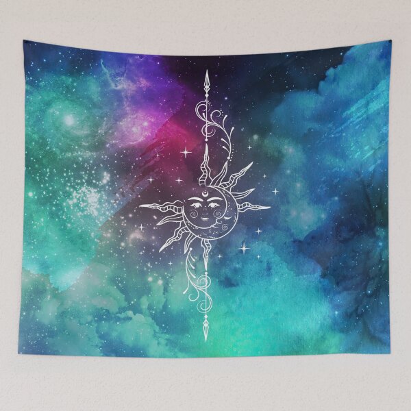 Item preview, Cosmic Aesthetic Nebula Watercolor with Sun and Moon designed and sold by Trish Dish.