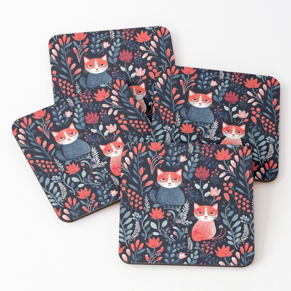 Item preview, Whimsical Garden - A Seamless Pattern of Cats and Flowers PT.2 designed and sold by vadimcarazan.