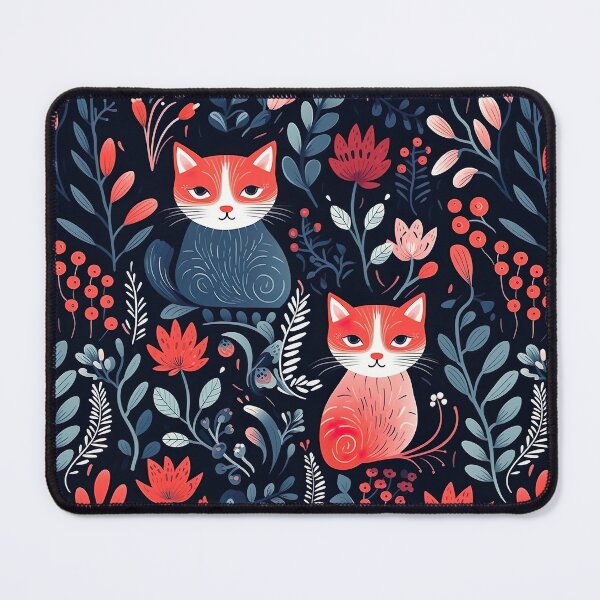 Item preview, Whimsical Garden - A Seamless Pattern of Cats and Flowers PT.2 designed and sold by vadimcarazan.