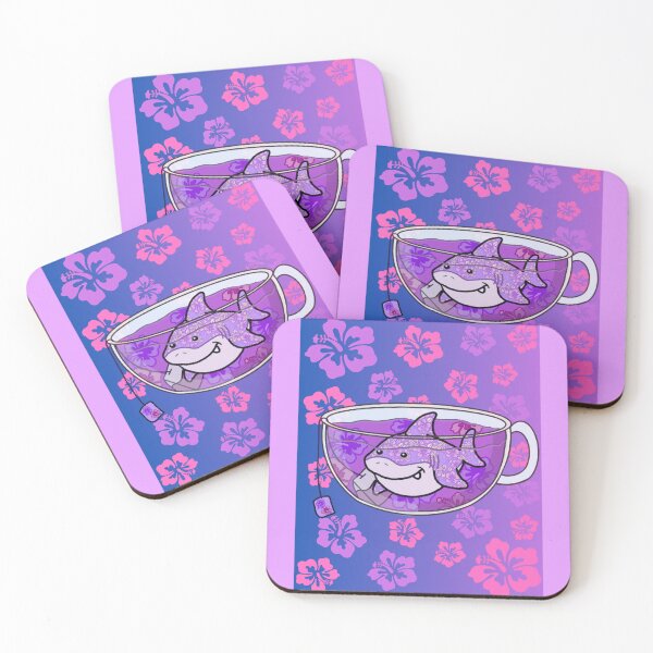 Item preview, Shark Tea (Floral, Purple Ombré background) designed and sold by octopuscafe.