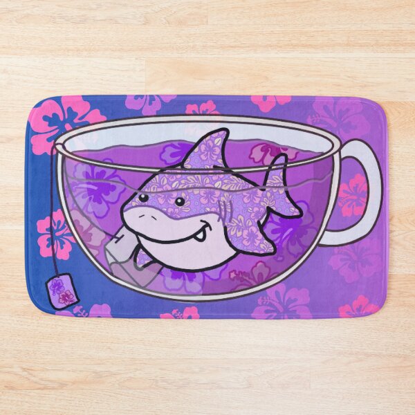 Item preview, Shark Tea (Floral, Purple Ombré background) designed and sold by octopuscafe.