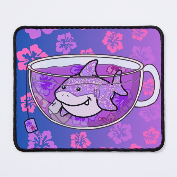 Item preview, Shark Tea (Floral, Purple Ombré background) designed and sold by octopuscafe.