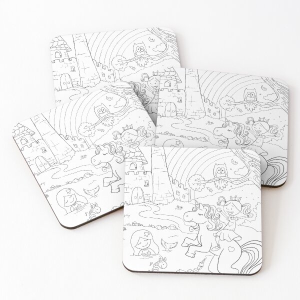 Item preview, Enchanted Kingdom with princess, frog, castle, owl, rainbow, unicorn, mermaid and cheerful sun designed and sold by Ilustra  Ideia.