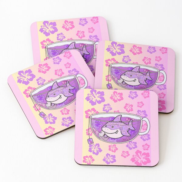 Item preview, Shark Tea (Floral, Yellow-Pink background) designed and sold by octopuscafe.