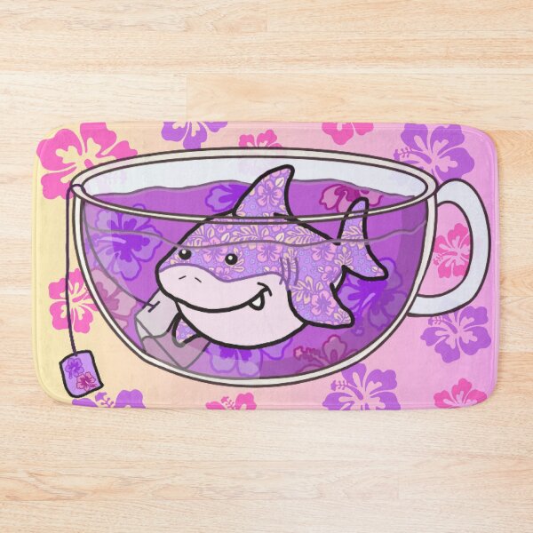 Item preview, Shark Tea (Floral, Yellow-Pink background) designed and sold by octopuscafe.