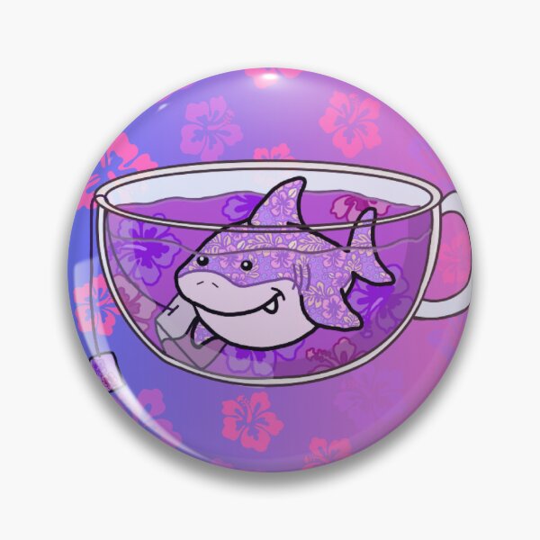 Item preview, Shark Tea (Floral, Purple-Pink background) designed and sold by octopuscafe.