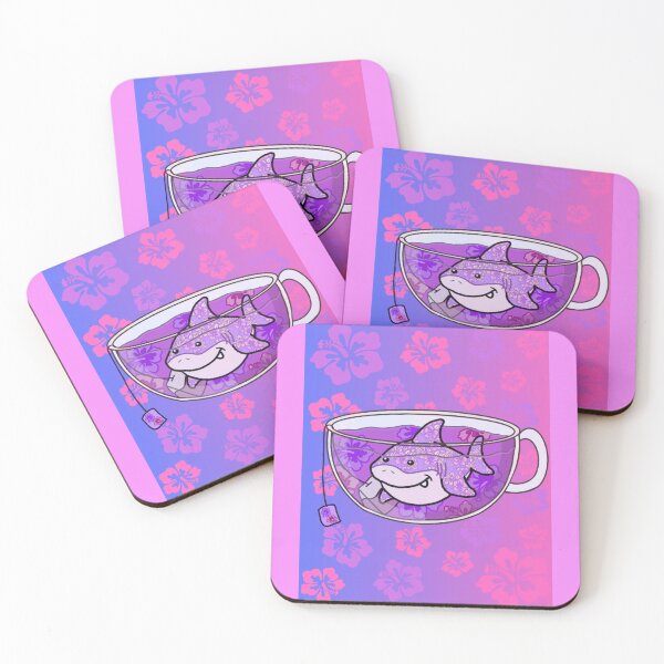Item preview, Shark Tea (Floral, Purple-Pink background) designed and sold by octopuscafe.