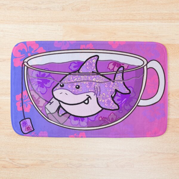 Item preview, Shark Tea (Floral, Purple-Pink background) designed and sold by octopuscafe.