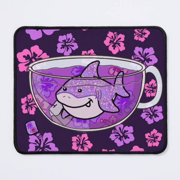 Item preview, Shark Tea (Floral, Deep Purple background) designed and sold by octopuscafe.