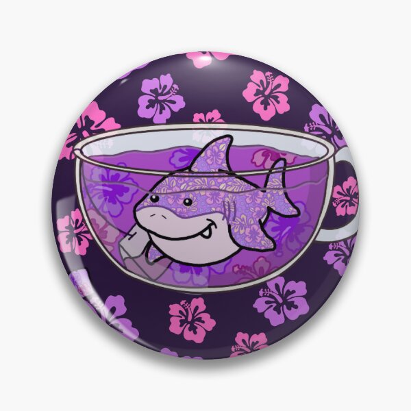Item preview, Shark Tea (Floral, Deep Purple background) designed and sold by octopuscafe.