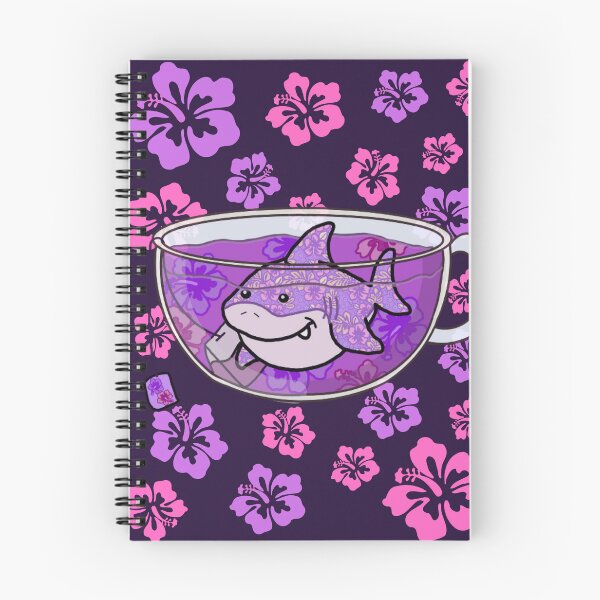 Item preview, Shark Tea (Floral, Deep Purple background) designed and sold by octopuscafe.