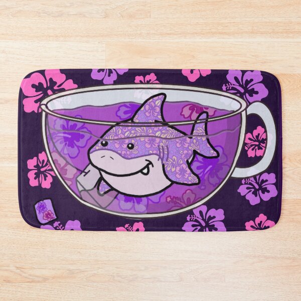 Item preview, Shark Tea (Floral, Deep Purple background) designed and sold by octopuscafe.