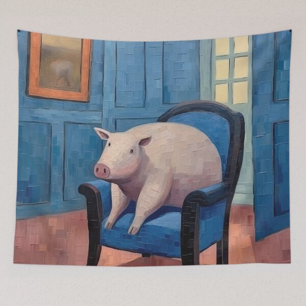 Item preview, Pig On Blue Chair designed and sold by YoPedro.