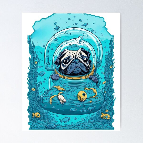 Artikelvorschau, Mops im U-Boot entworfen und verkauft von Pug-Obsession.