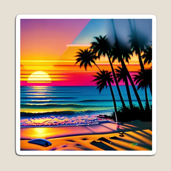 80s Neon Abstract Beach Serenity 34 Magnet