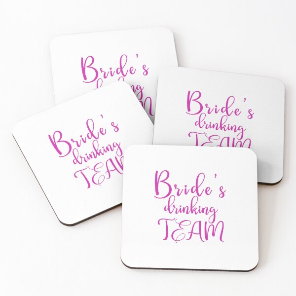 Item preview, Brides drinking team - pink callygraphic handwritten text designed and sold by EmeraldeaArt.