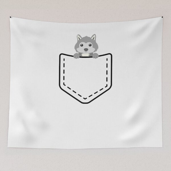 Item preview, Husky puppy peeking from fake pocket designed and sold by PERsonalthreads.