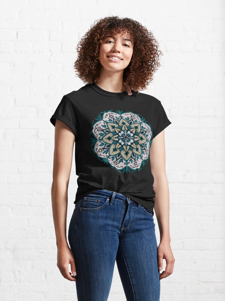 Thumbnail 4 of 7, Classic T-Shirt, Blue Throat Chakra Mandala designed and sold by heartsake.