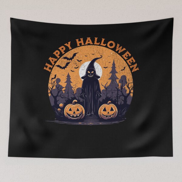 Item preview, Happy Halloween Dark Figure & Pumpkins designed and sold by Zandalus.