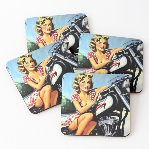 Item preview, 1950s Pinup Model on Motorcycle 06 designed and sold by jeepmonster.