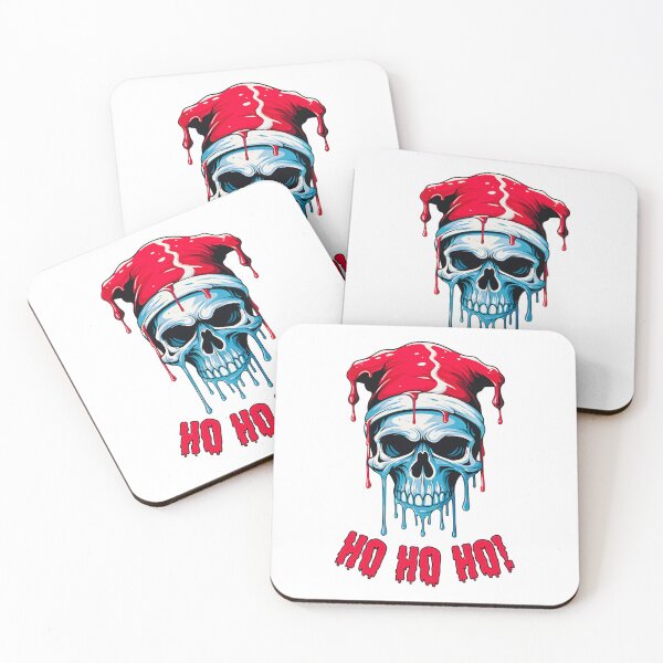 Item preview, Colorful Dripping Christmas Skull Wearing Santa Hat | Merry Christmas 2023 Ho Ho Ho designed and sold by CoolHippoQuotes.