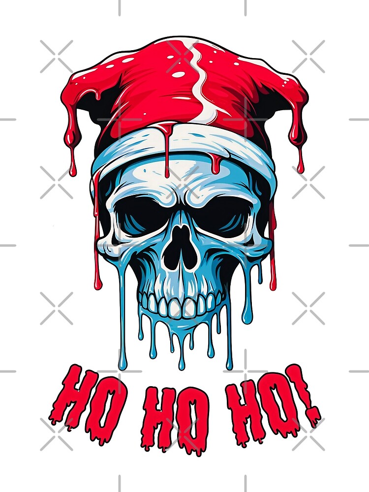 Skull in a Christmas Hat Straw Topper Graphic by