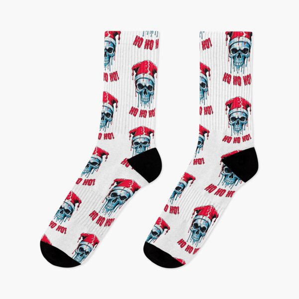 Item preview, Colorful Dripping Christmas Skull Wearing Santa Hat | Merry Christmas 2023 Ho Ho Ho designed and sold by CoolHippoQuotes.