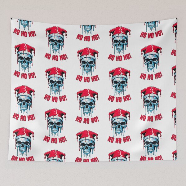 Item preview, Colorful Dripping Christmas Skull Wearing Santa Hat | Merry Christmas 2023 Ho Ho Ho designed and sold by CoolHippoQuotes.