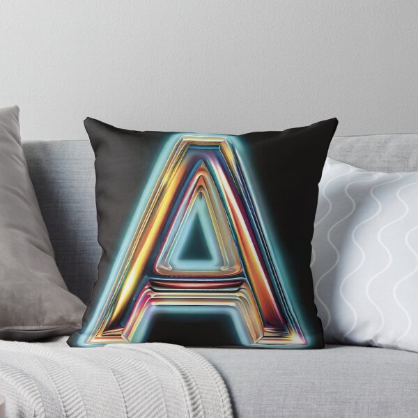 NEON LETTER A Throw Pillow