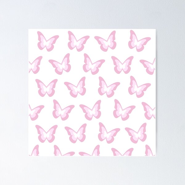 Pink butterfly art. Preppy aesthetic art for girls dorm decor and nursery.  Art Print by Aesthetic Home