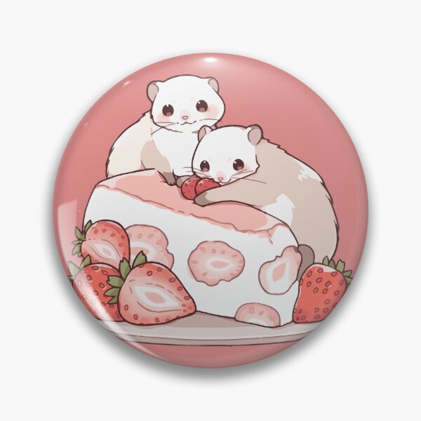 Item preview, Two ferrets on a piece of a strawberry fluffy cake designed and sold by etherElric.
