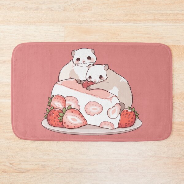Item preview, Two ferrets on a piece of a strawberry fluffy cake designed and sold by etherElric.