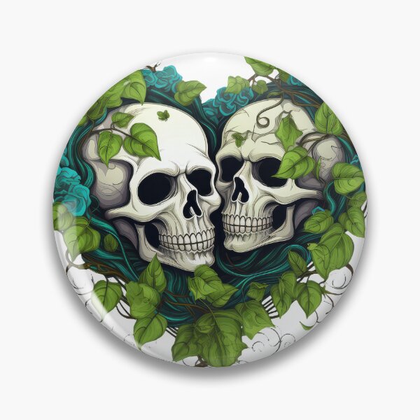 Item preview, 2 Skulls in Green Vines, Skull Couples Intertwined with Vine of Hearts designed and sold by Rroliver.