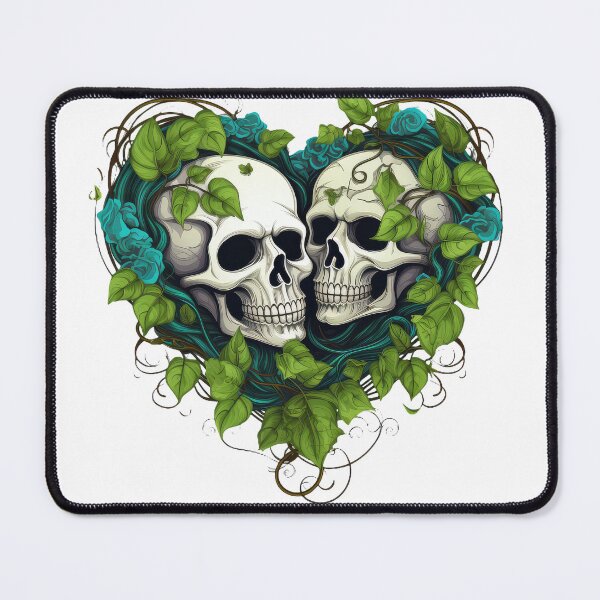 Item preview, 2 Skulls in Green Vines, Skull Couples Intertwined with Vine of Hearts designed and sold by Rroliver.
