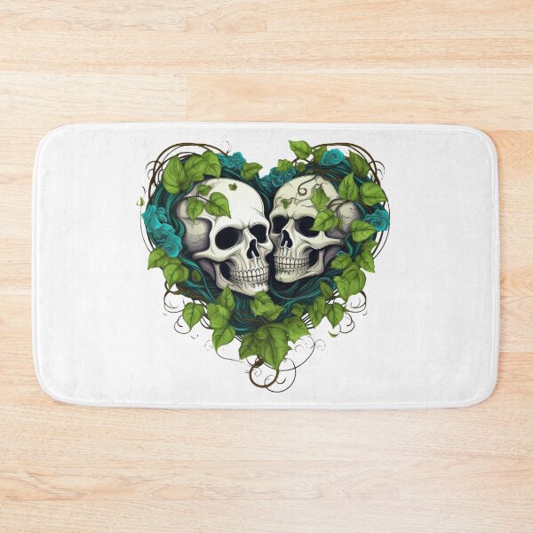 Item preview, 2 Skulls in Green Vines, Skull Couples Intertwined with Vine of Hearts designed and sold by Rroliver.
