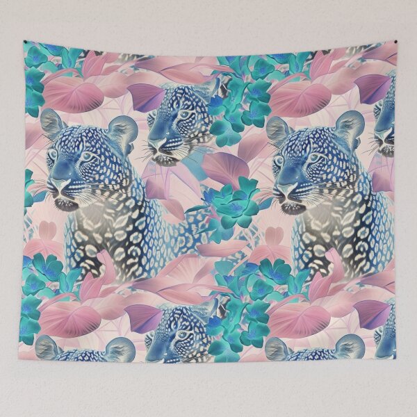 Item preview, Blue and Pink Jungle Leopard Pattern designed and sold by AOCollections.