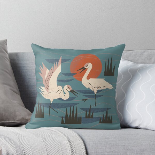Aperçu de l'œuvre Grues pataugeant au coucher du soleil créée et vendue par Renea L Thull.