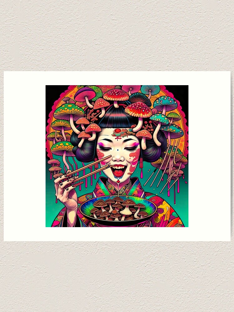 Colorful Psychedelic abstract geisha girl Indie art 