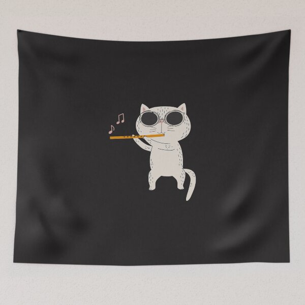 Item preview, Funny Cat Wearing Sunglasses And Playing Flute    designed and sold by CharlesMewis.