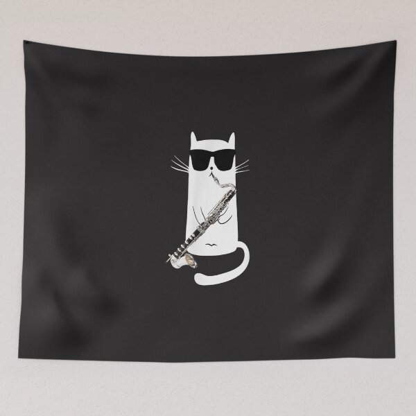 Item preview, Funny Cat Wearing Sunglasses Playing Bass Clarinet  designed and sold by CharlesMewis.