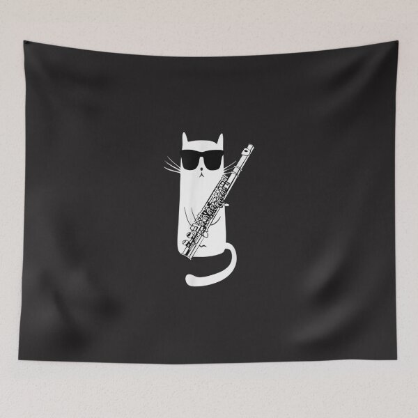 Item preview, Funny Cat Wearing Sunglasses Playing Flute Pullover  designed and sold by CharlesMewis.